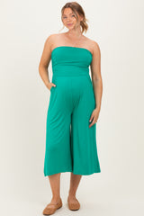 Kelly Green Double Layered Strapless Tube Top Maternity Jumpsuit