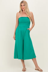Kelly Green Double Layered Strapless Tube Top Maternity Jumpsuit