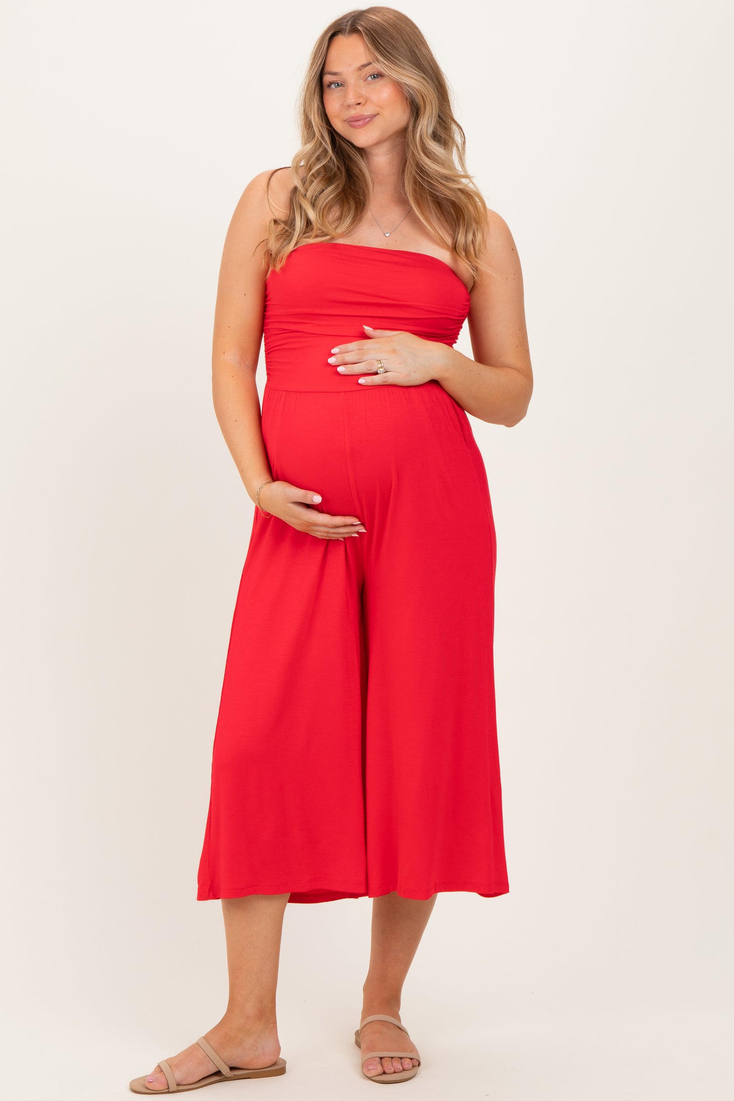 Ruby Double Layered Strapless Tube Top Maternity Jumpsuit
