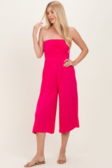 Hot Pink Double Layered Strapless Tube Top Jumpsuit