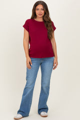 Cabernet Rolled Short Sleeve Maternity Tee