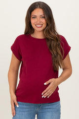 Cabernet Rolled Short Sleeve Maternity Tee