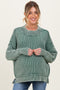 Dark Green Washed Side Slit Oversized Maternity Sweater