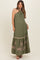 Olive Embroidered Halter Maternity Maxi Dress