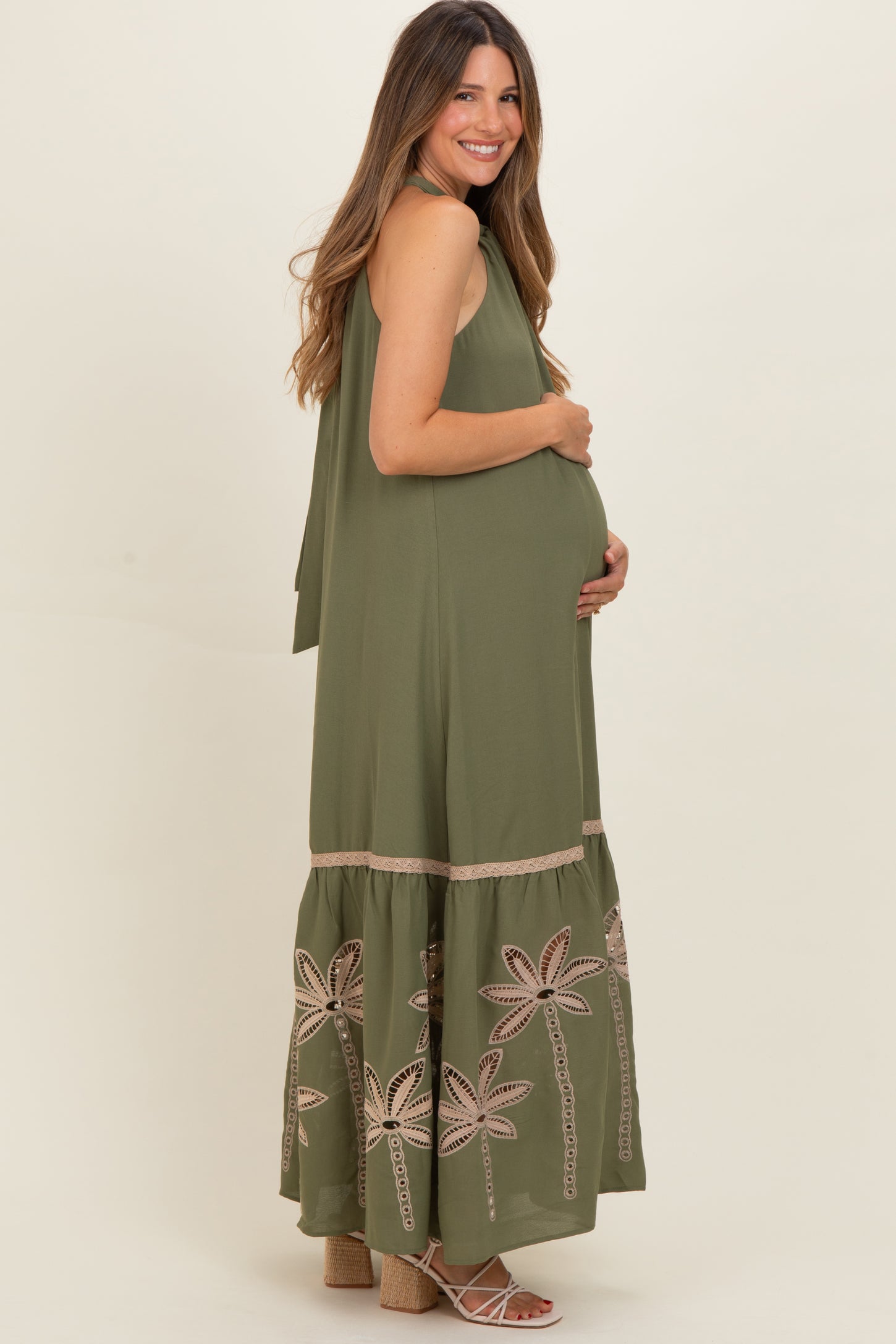 embroidered halter maxi dress Blue 3D Floral Embroidered Halter Maxi Dress | Womens | XXL (Available in XS, S, M, L, XL) | 100% Polyester | Lulus