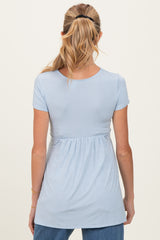 PinkBlush Light Blue Draped Front Maternity Nursing Top