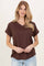Brown V-Neck Pocket Short Sleeve Shirt