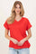 Red V-Neck Pocket Short Sleeve Shirt