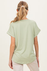 Mint V-Neck Pocket Short Sleeve Maternity Shirt