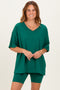 Emerald Green Oversized V-Neck Biker Short Set