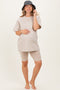 Sand Beige Biker Shorts Maternity Set
