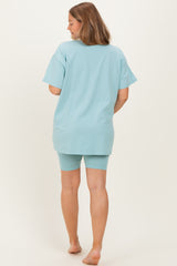 Mint Biker Shorts Maternity Set