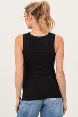 Black Ribbed High Neck Maternity Tank Top