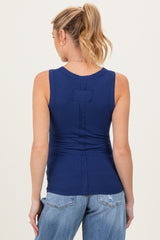 Navy Ribbed High Neck Maternity Tank Top