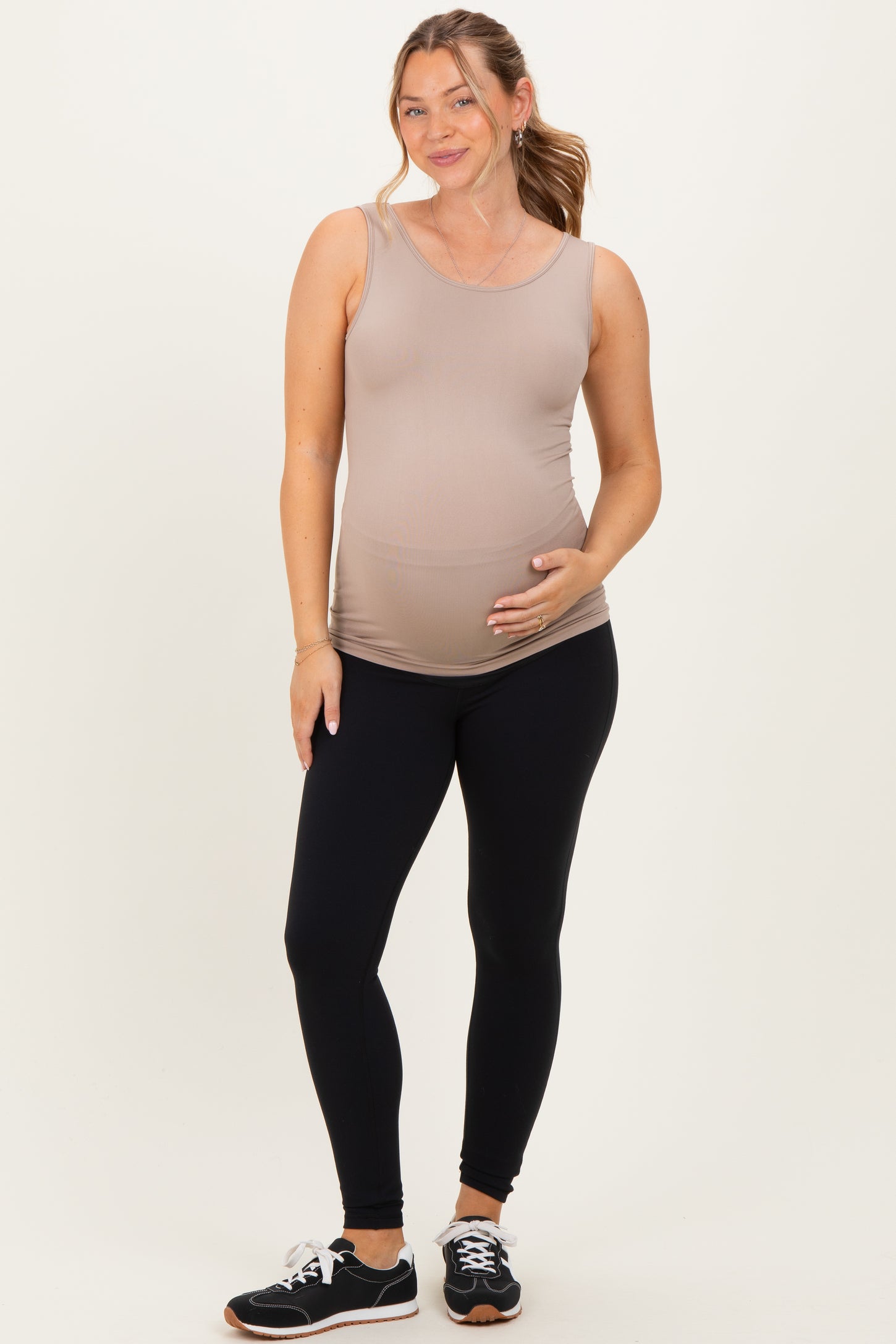 Ash Mocha Basic Seamless Maternity Tank