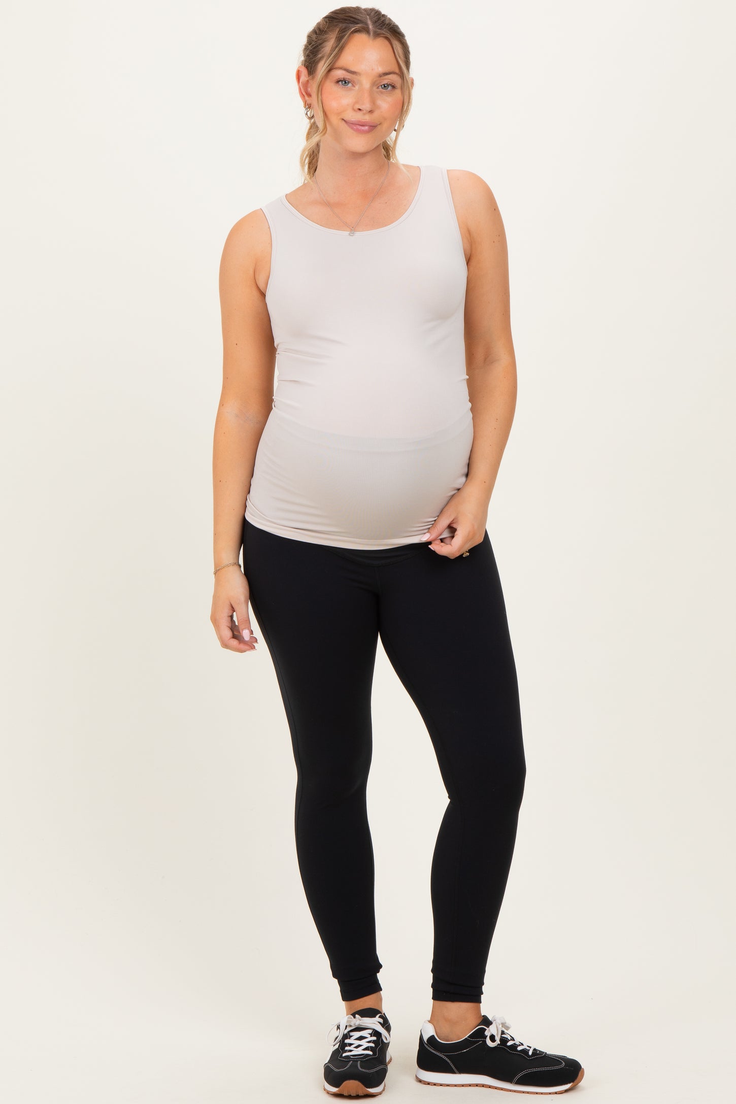 Cream Basic Seamless Maternity Tank