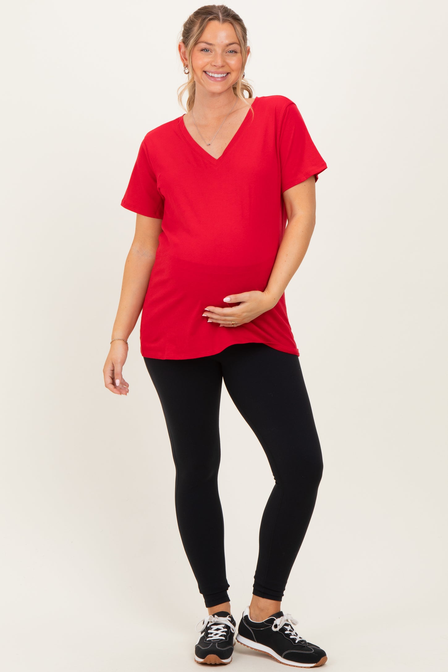 Ruby Oversized V-Neck Short Sleeve Maternity Tee
