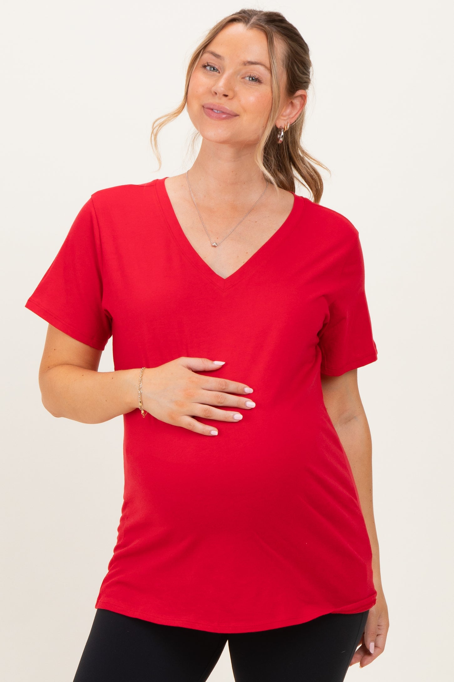 Ruby Oversized V-Neck Short Sleeve Maternity Tee