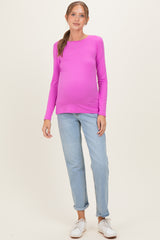 Bright Mauve Basic Long Sleeve Maternity Top