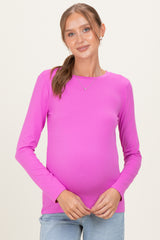 Bright Mauve Basic Long Sleeve Maternity Top