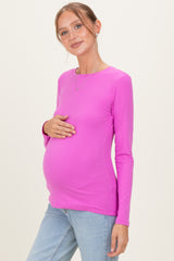Bright Mauve Basic Long Sleeve Maternity Top