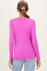 Bright Mauve Basic Long Sleeve Maternity Top