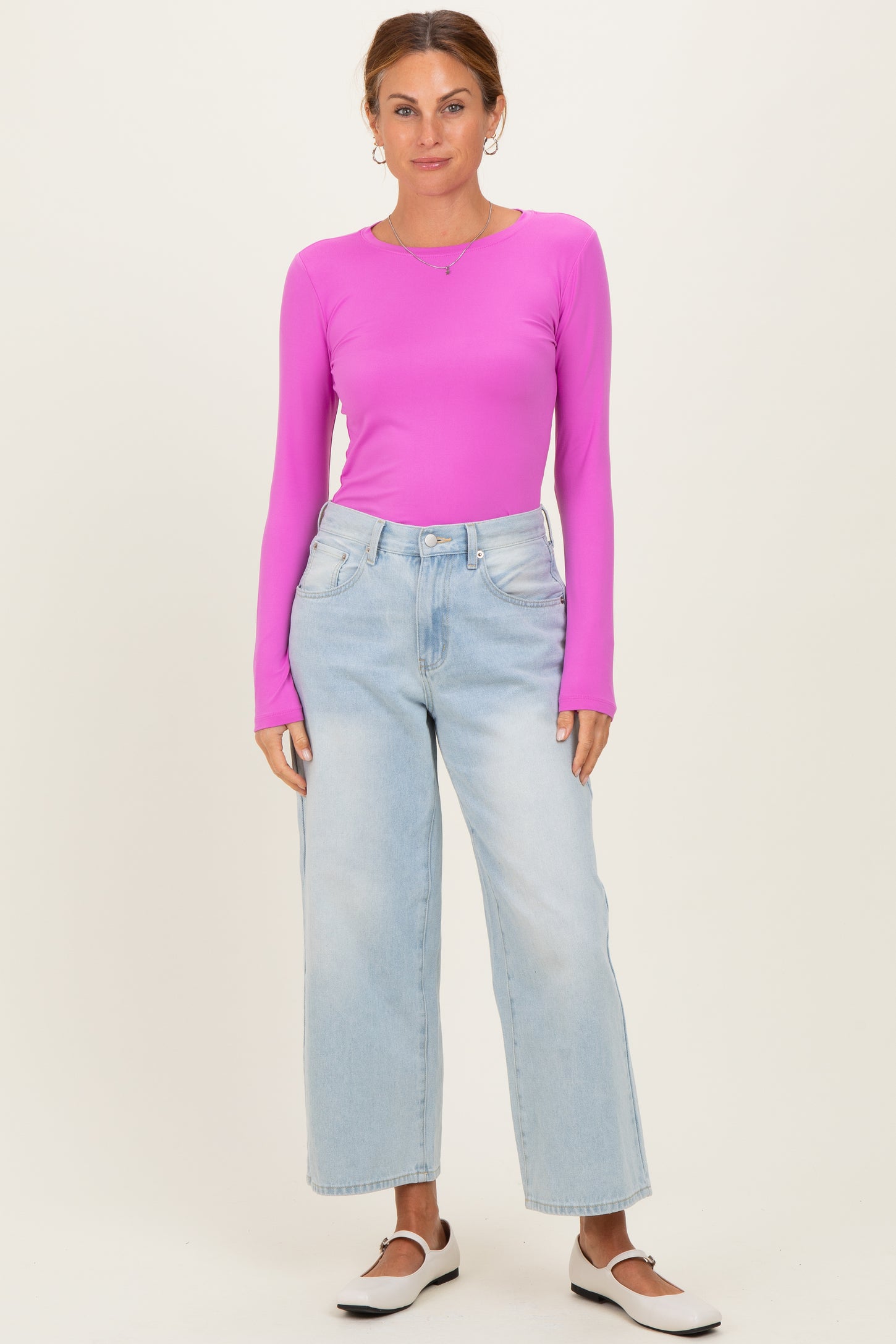 Bright Mauve Basic Long Sleeve Top