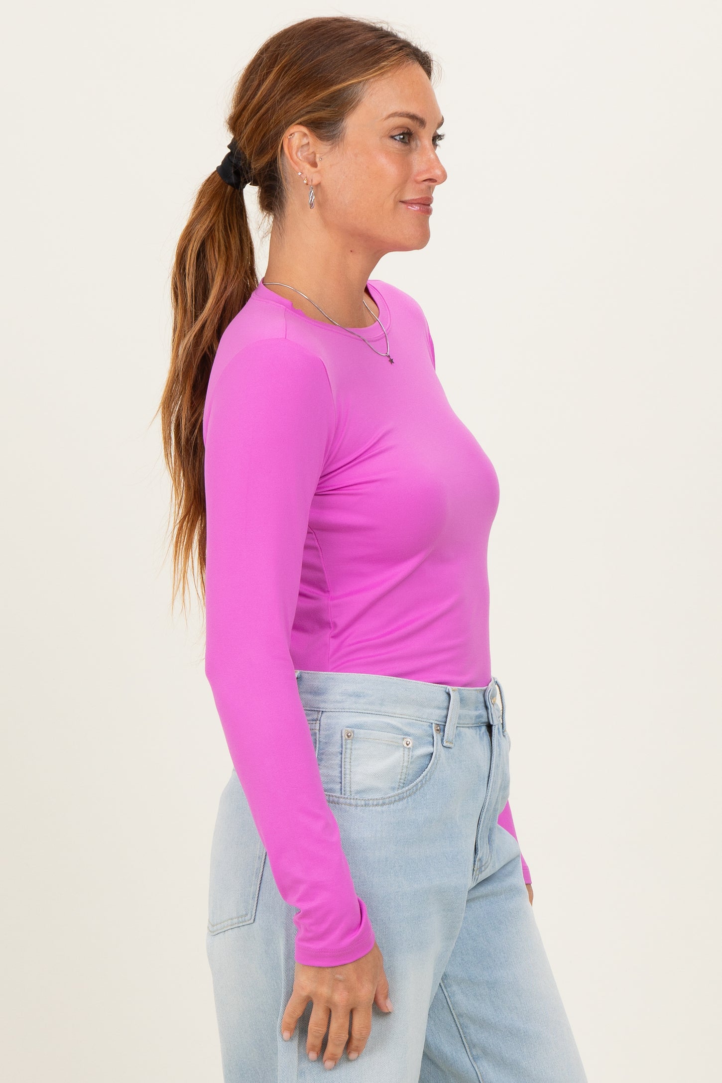 Bright Mauve Basic Long Sleeve Top