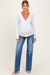 Blue Cut Hem Maternity Flare Jeans
