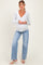 Light Blue Distressed Fringe Hem Wide Leg Maternity Jeans