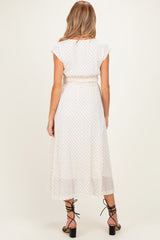 Cream Polka Dot Twisted Detail V Neck Maternity Maxi Dress