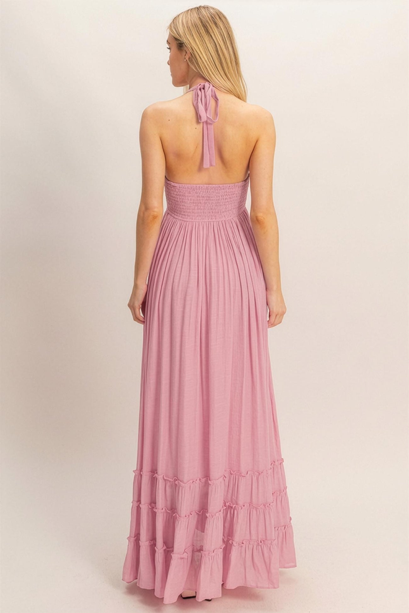 pink halter neck maxi dress Jasmine Halter Maxi Dress, in Light Pink Luxe Satin, Size: XS | Show Me Your Mumu