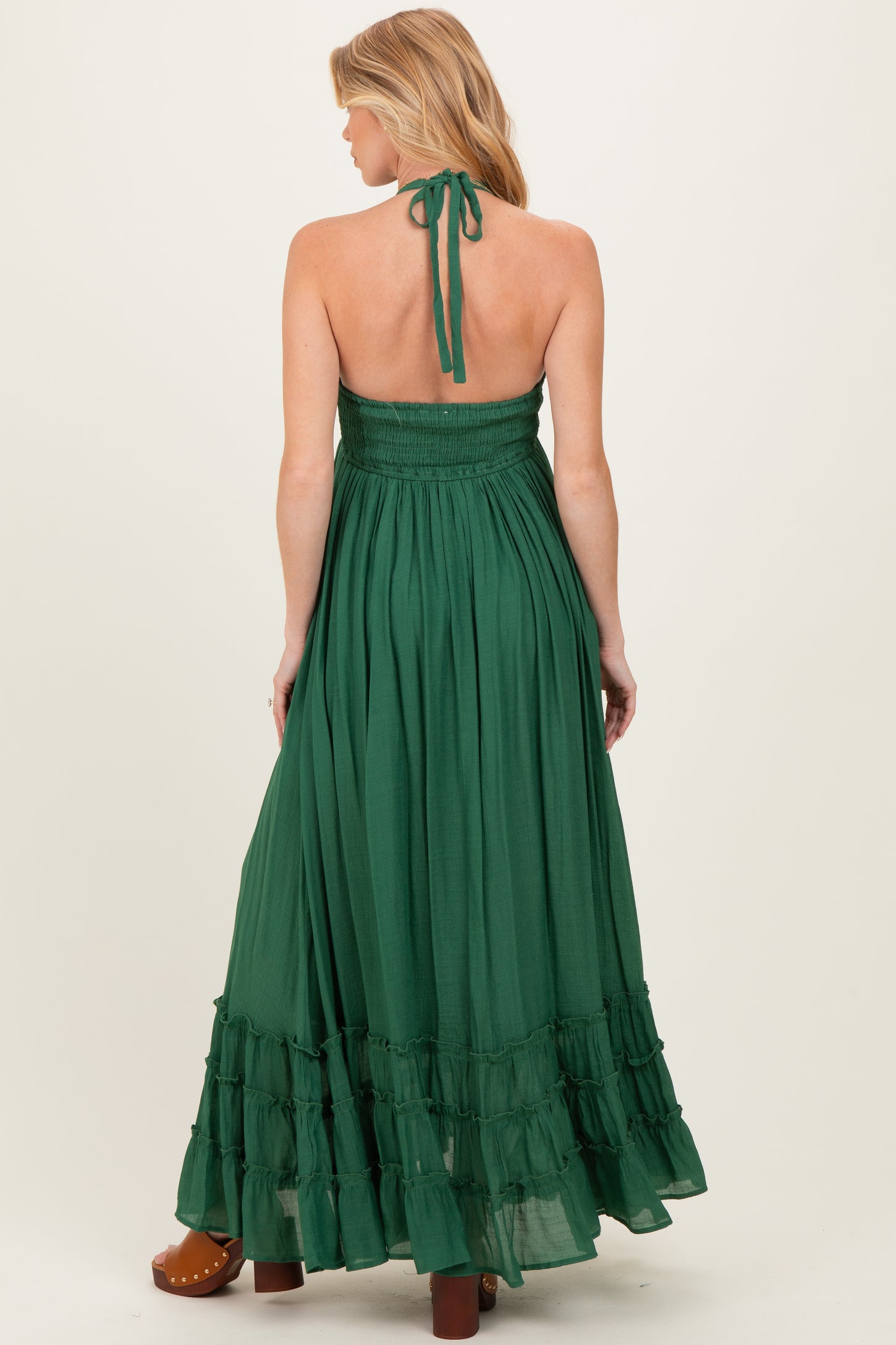 hunter green halter dress KissProm