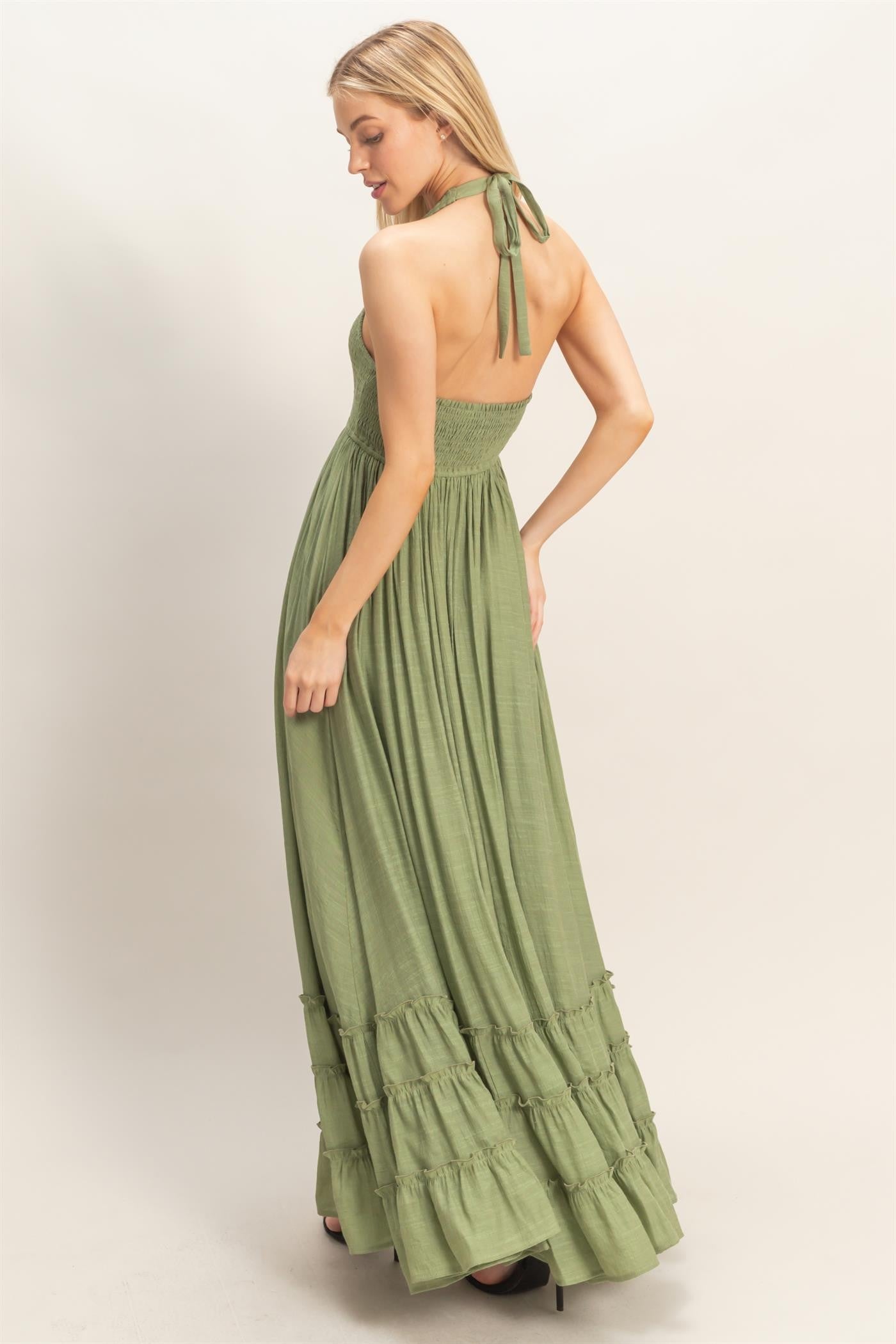 Sage Halter Neck Smocked Maxi Dress PinkBlush Sage Halter Neck Smocked Maxi Dress PinkBlush
