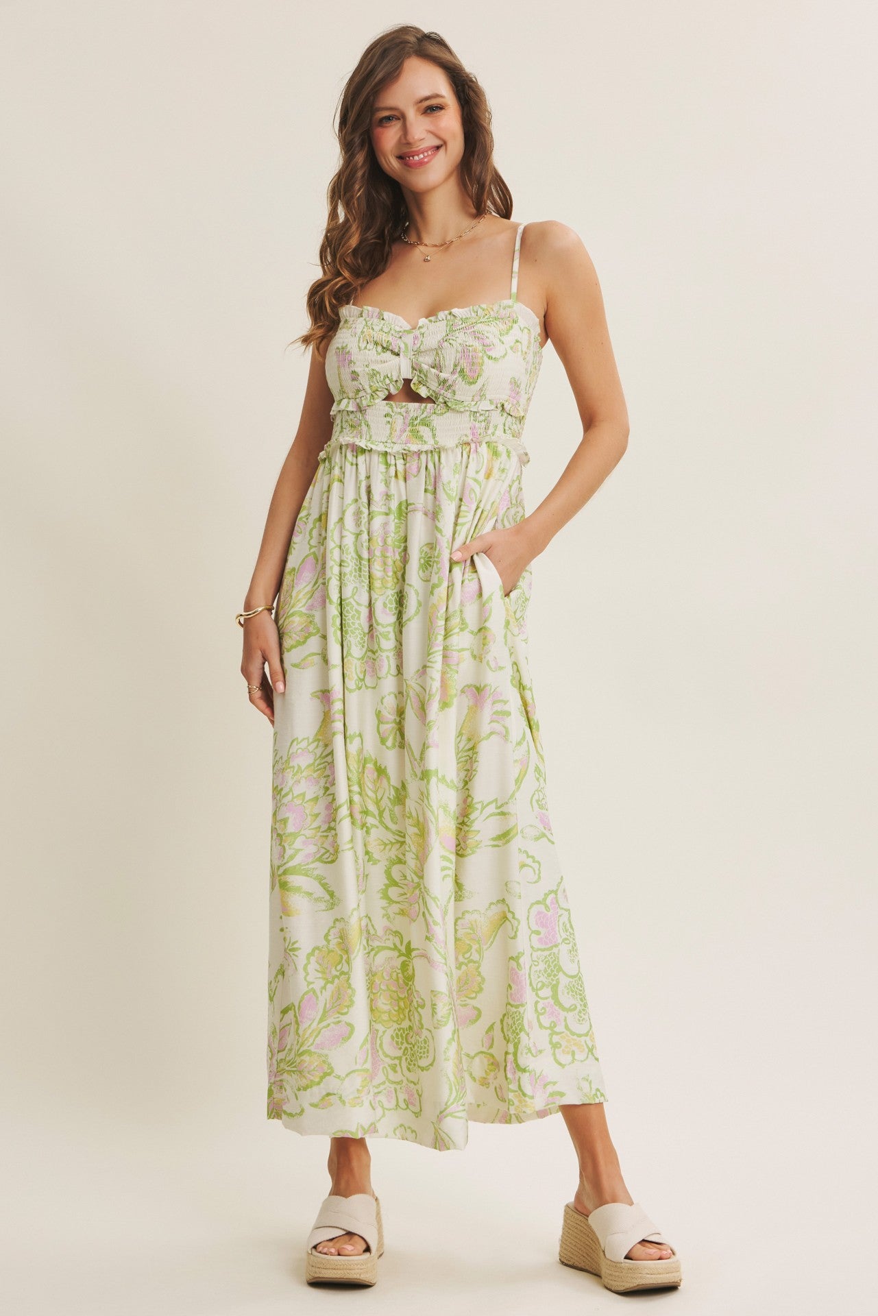 Green Cream Elegant Floral Maternity Maxi Dress PinkBlush Green Cream Elegant Floral Maternity Maxi Dress PinkBlush