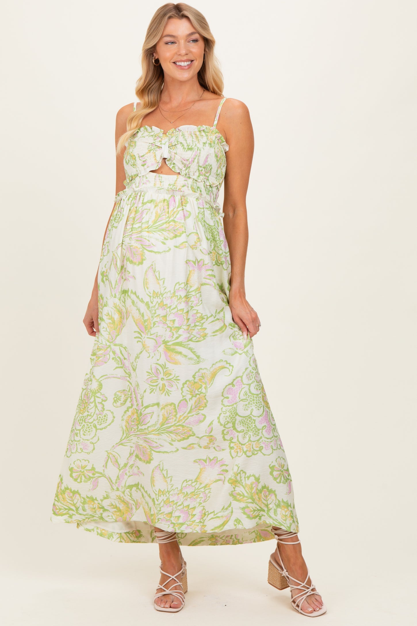 cheap elegant maternity dresses Plus Size Ruffled Elegant Sleeveless Maternity Gown For Photo shoot 26W / N257