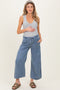 Blue Washed Denim Cropped Maternity Pants