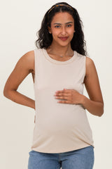 Oat Braided Neckline Maternity Tank