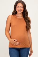 Clay Braided Neckline Maternity Tank