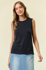 Black Braided Neckline Maternity Tank