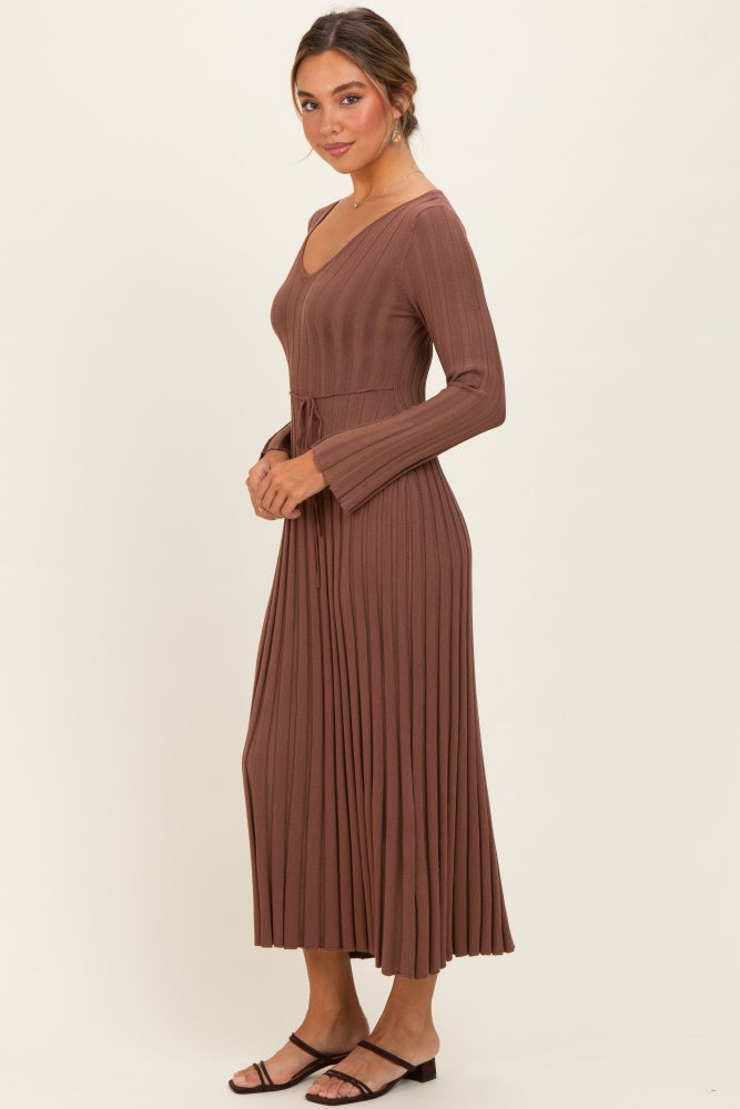Brown Ribbed Knit Maxi Dress Brown Ribbed Knit Maxi Dress
