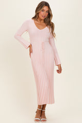 Light Pink Ribbed Knit Maxi Dress