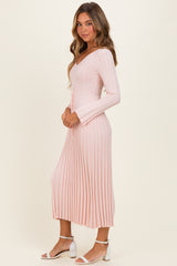 Light Pink Ribbed Knit Maxi Dress