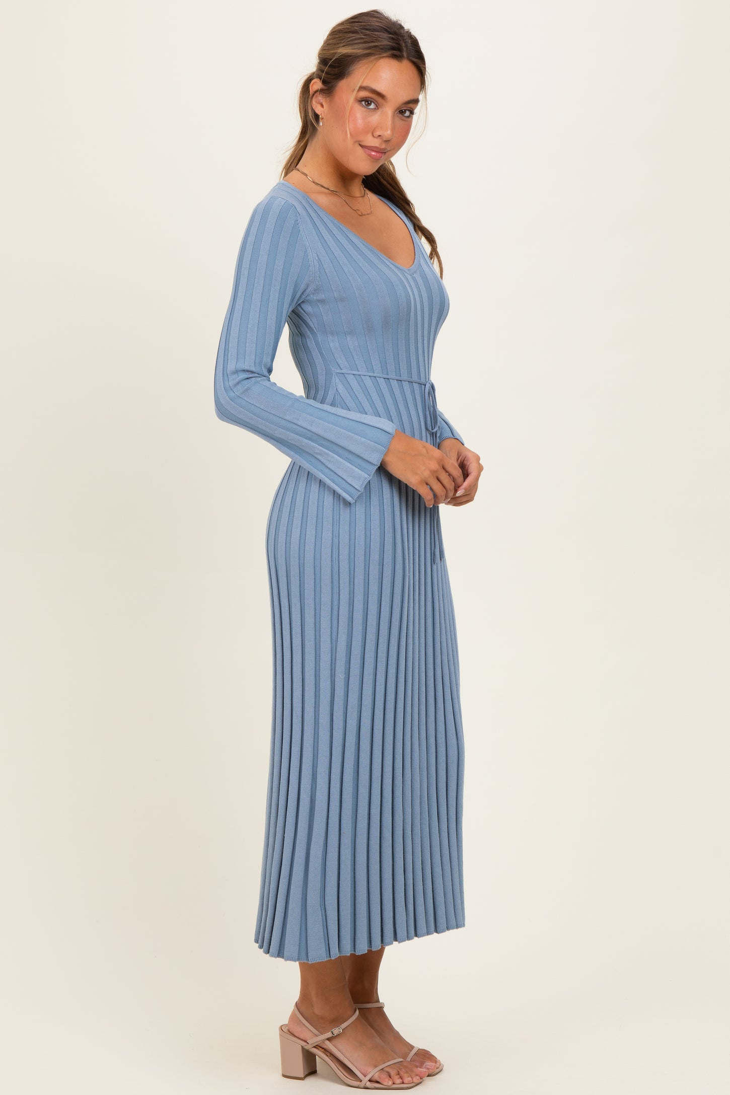 blue ribbed dress Maeve Rib Knit Midi Dress Ashley blue Hamilton Hatt