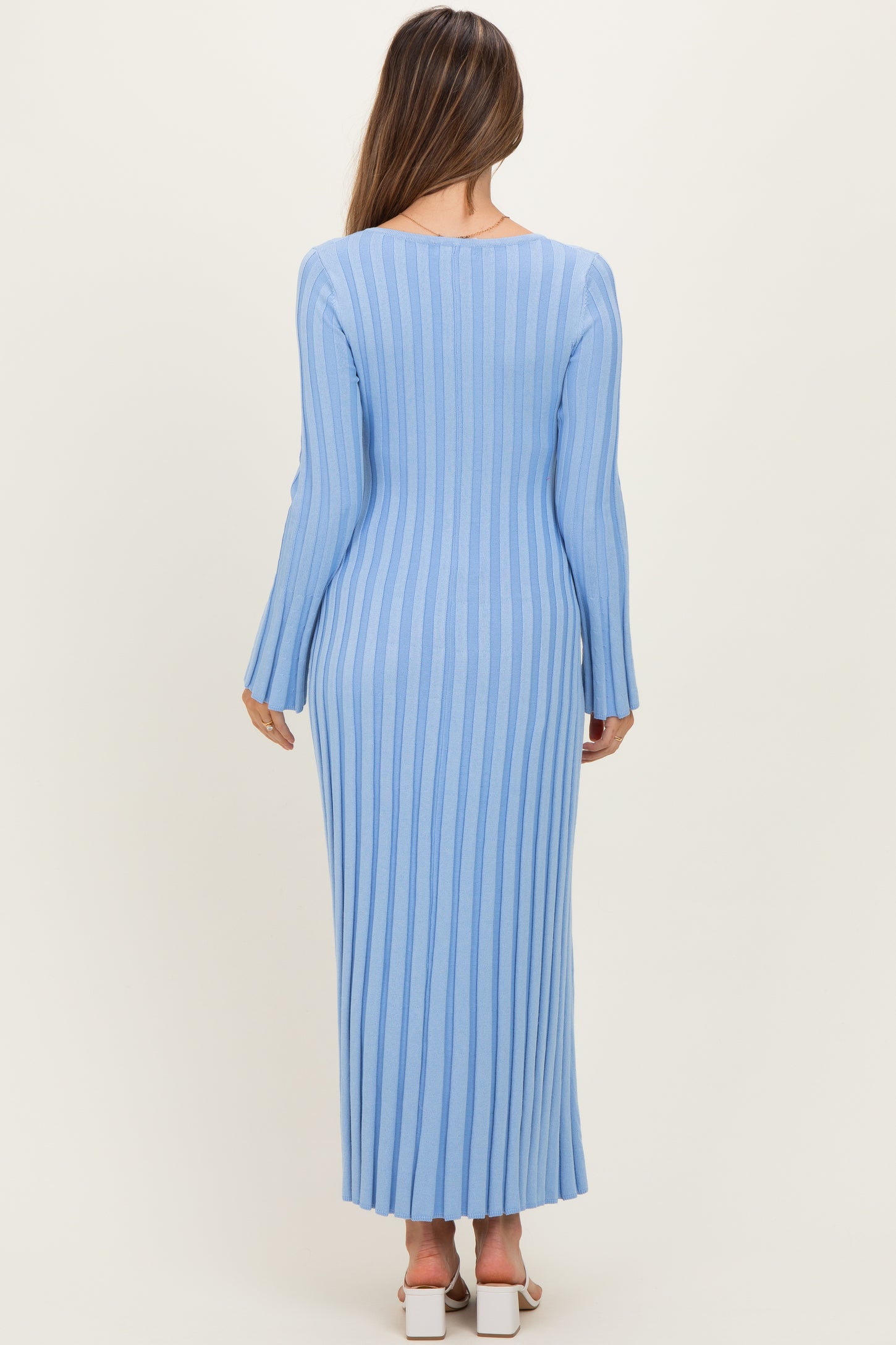 Periwinkle Ribbed Maternity Knit Maxi Dress