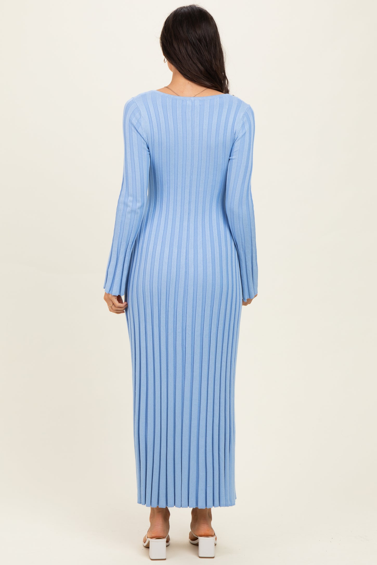 Periwinkle Ribbed Knit Maxi Dress