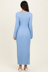 Periwinkle Ribbed Knit Maxi Dress