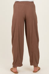 Cocoa Linen Blend Barrel Leg Maternity Pants