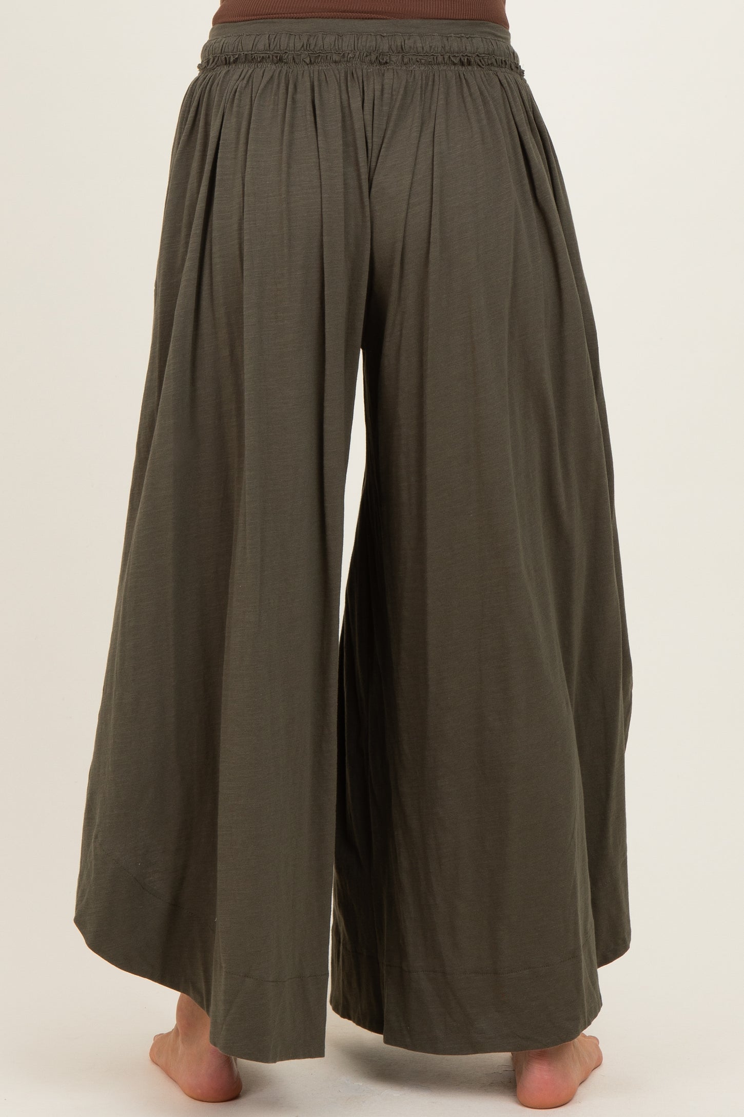 Olive Tulip Hem Super Wide Leg Maternity Pants