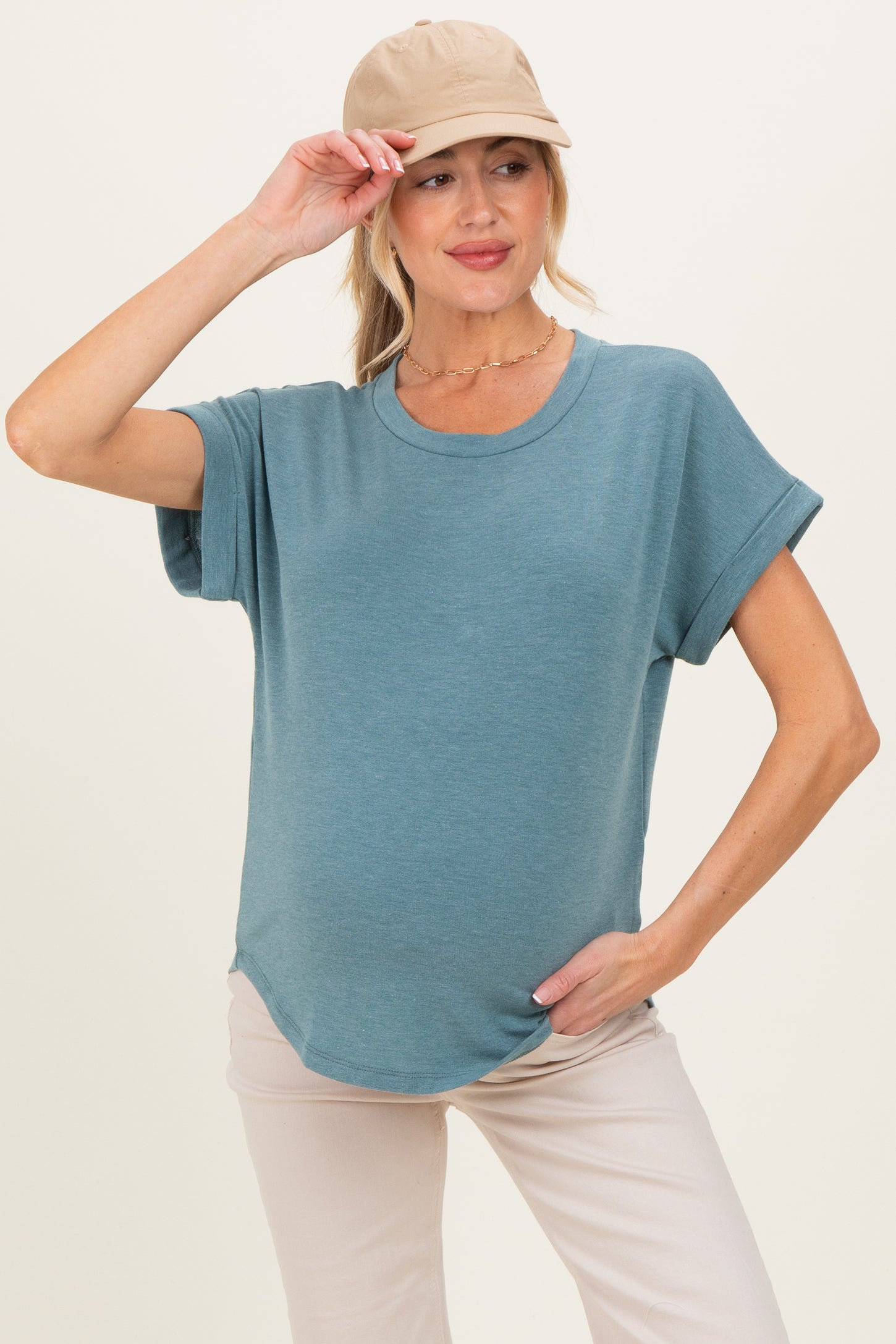 Olive French Terry Maternity Top